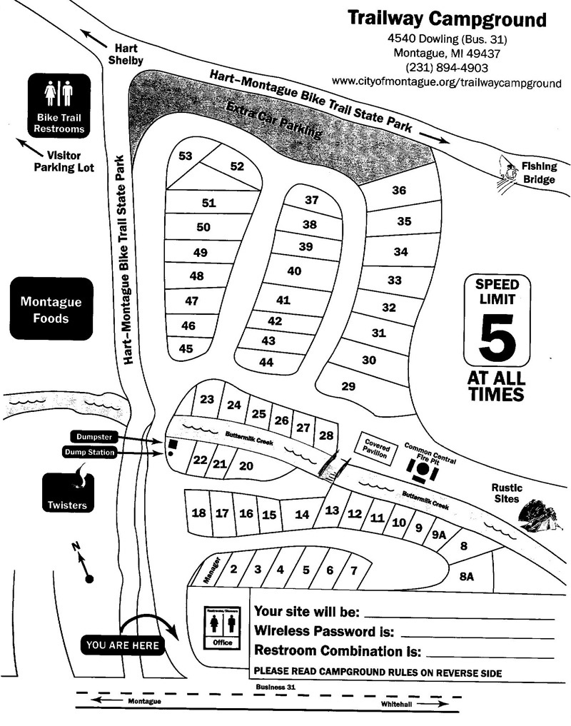 Trailway Campground - Campsite Map