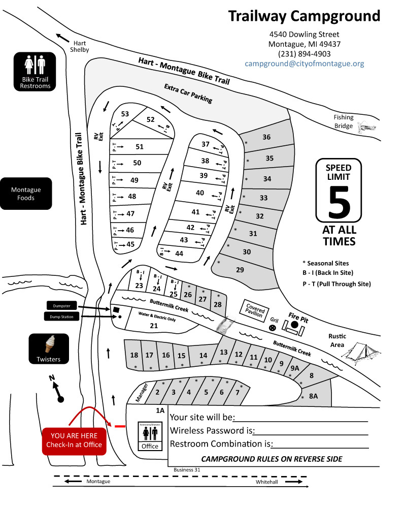 Trailway Campground - Campsite Map